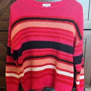Allison Joy Vibrant Striped Sweater - Pink, Red, and Black
